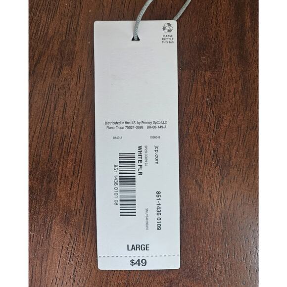 LIZ CLAIBORNE Women's L Dress Shift Green White Tropical Floral Pockets Cotton - Picture 5 of 9